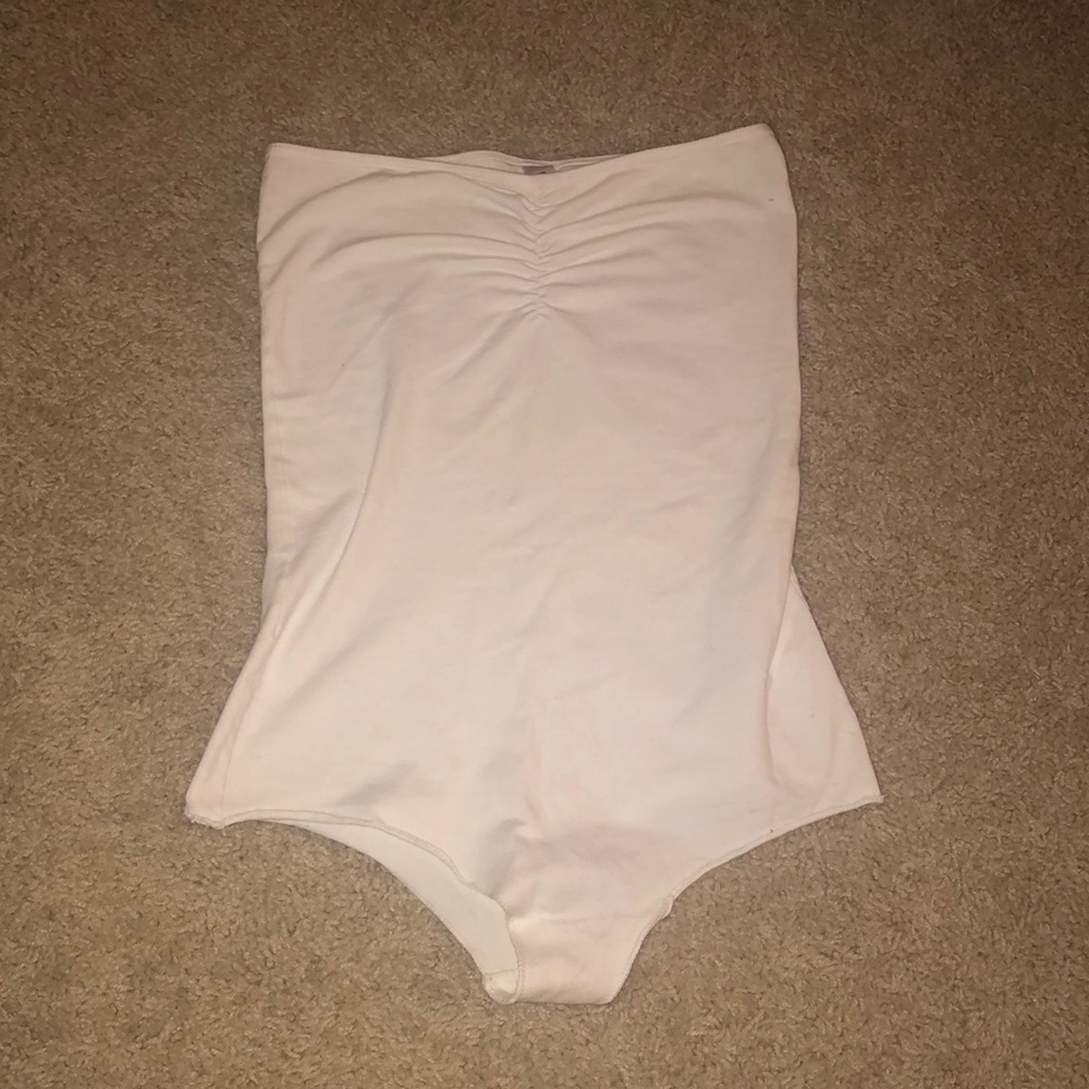 American Apparel white strapless leotard bodysuit